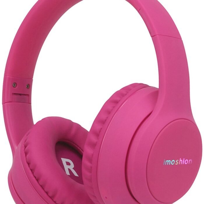 imoshion Kinder Koptelefoon met LED Verlichting - Met Decibelbegrenzer - Bluetooth Koptelefoon Kinderen - Draadloze Over-Ear Hoofdtelefoon - Hot Pink
