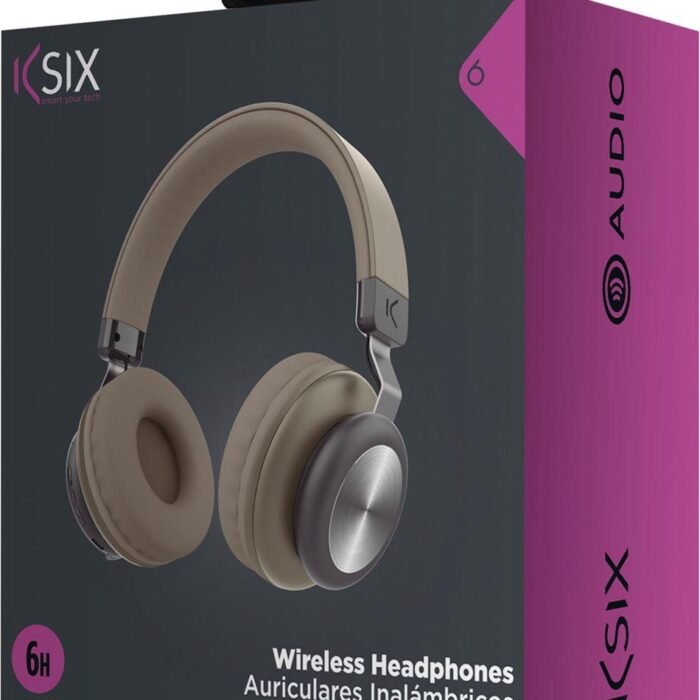 Ksix draadloze hoofdtelefoon met geïntegreerde microfoon, speeltijd: 6 uur, bruin