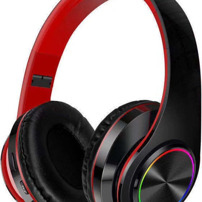 Pro Care Excellent Quality® Headset met Microfoon LED verlichting - Headset Draadloos - Bluetooth - Active Noise Reduction - SD card mogelijkheid - Kleur Zwart Rood