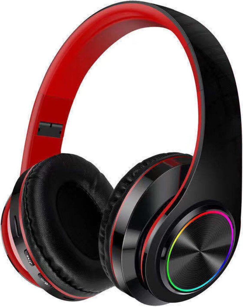 Pro Care Excellent Quality® Headset met Microfoon LED verlichting - Headset Draadloos - Bluetooth - Active Noise Reduction - SD card mogelijkheid - Kleur Zwart Rood