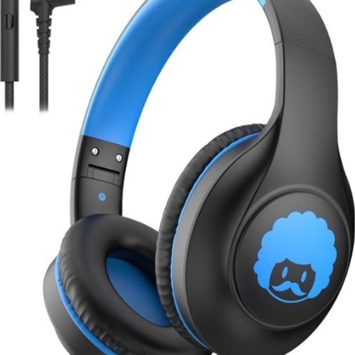 StayPowered Kinder Koptelefoon - Comfortabel en Duurzaam Ontwerp - HD Microfoon - Opvouwbaar Ontwerp - Rijke Stereo Bass - Verwikkelingvrij Nylon Kabel - Verstelbare Pasvorm - Universele 3,5 mm Jack - Zwart/Blauw - Levering Sneller dan Aangegeven!