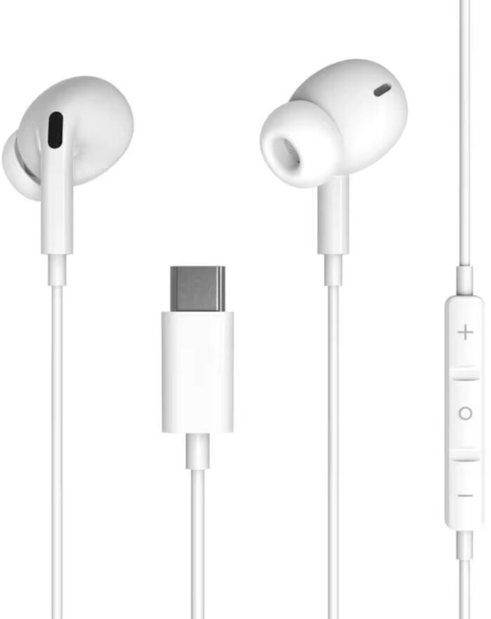 Bedrade Oordopjes - Siliconen Eartips - Oordopjes met draad en microfoon USB-C aansluiting – Wit