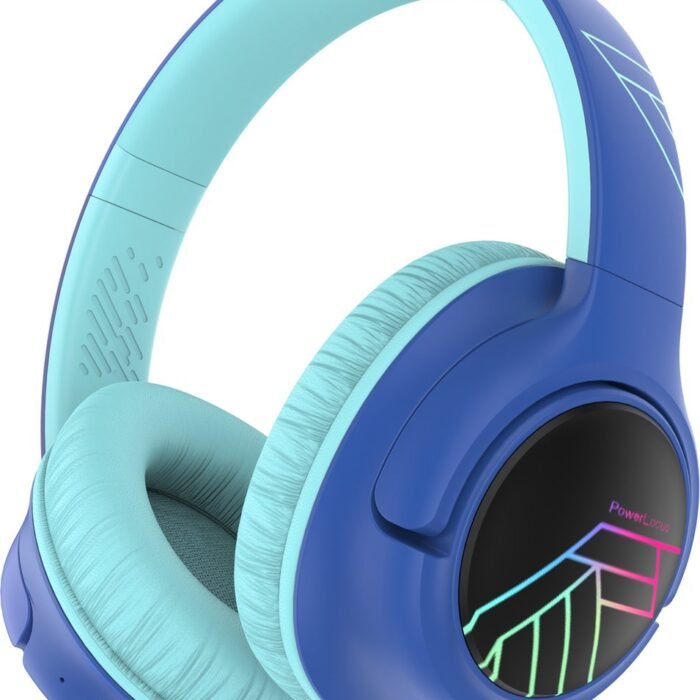 PowerLocus Bobo - Draadloze Koptelefoon voor Kinderen - Bluetooth koptelefoon - 74/85/94dB Volumebegrenzing - Led Verlichting - Audio Sharing Functie - Blauw/Zwart