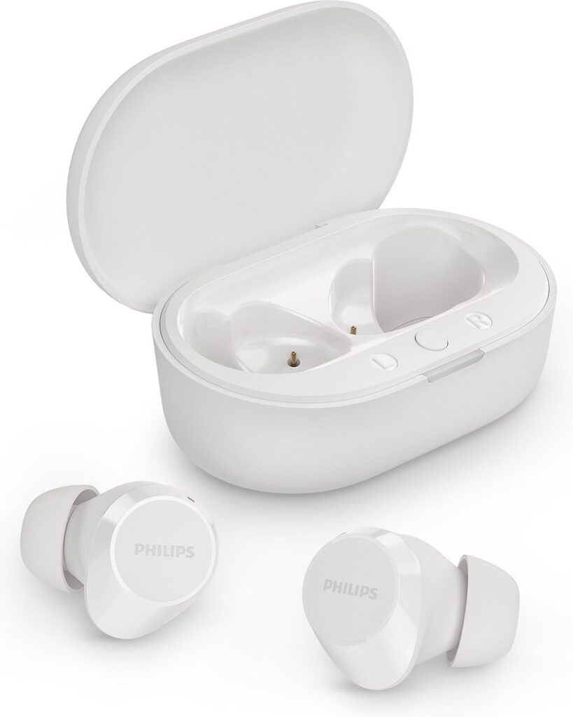 PHILIPS TAT1209WT True Wireless In Ear Bluetooth Headphones - Kleine oordopjes, Geweldige kwaliteit, Natuurlijk geluid met dynamische bass, Duidelijke gesprekken en Kleine oplaadhoes - Wit