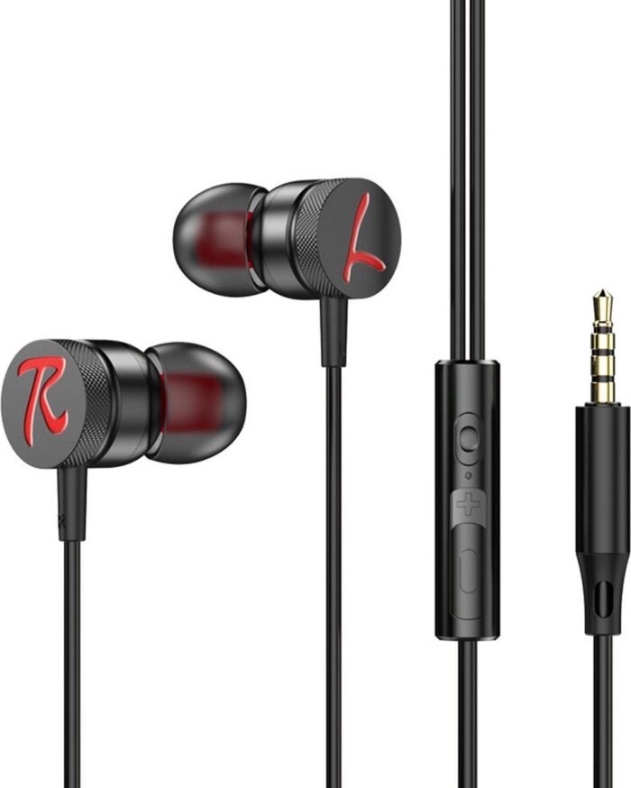 2 x Bedrade oortjes - In Ear Oordopjes - Oortjes met Draad en Microfoon - Extra Bass - 3,5mm Jack Aansluiting - 120cm kabel - Zwart