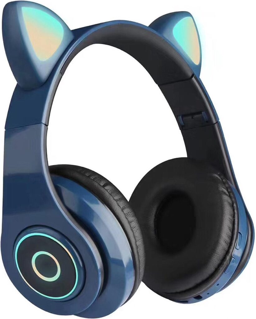 Kinder Koptelefoon - Hoofdtelefoon - Draadloos - Bluetooth - Kattenoortjes - LED - ROOD