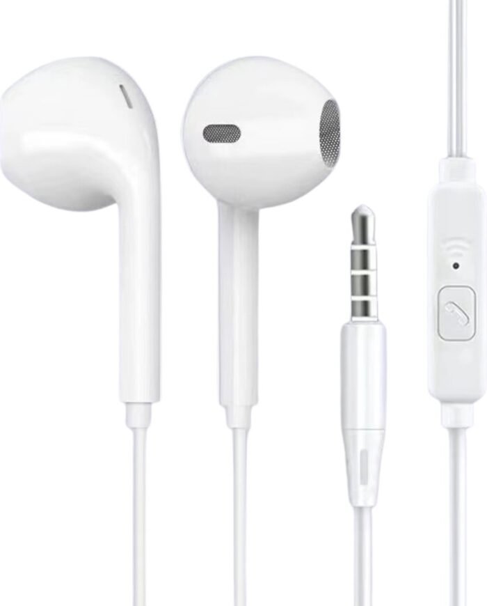 Oordoppen met draad - Met Microfoon - voor Muziek - Wit - 3.5mm