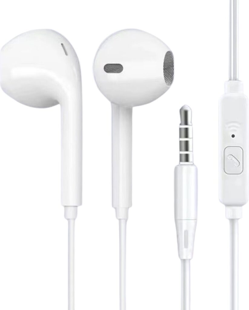 Oordoppen met draad - Met Microfoon - voor Muziek - Wit - 3.5mm
