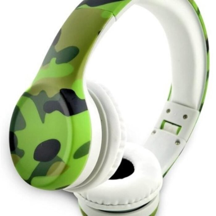 StayPowered Hoofdtelefoon voor Kinderen - Veilig en Comfortabel Luisteren - Volumebegrenzing 85 dB - Shareconnector - Verstelbaar - Geschikt voor iPod/iPad/iPhone/Android - Ideaal voor 2-8 jaar - Groen Legerpatroon - Levering Sneller dan Aangegeven!
