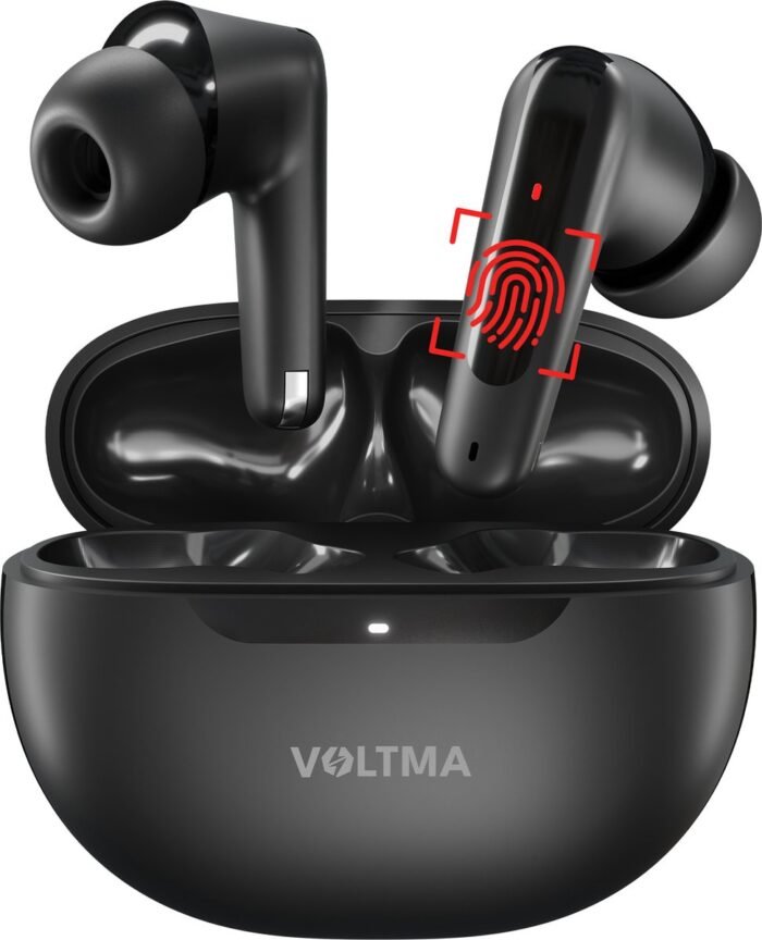 Voltma® EchoBuds - Draadloze Bluetooth 5.4 Oordopjes met Ultra-High Definition Geluid, 40-Uur Batterijduur met oplaadcase, One-Step Pairing, Ingebouwde Microfoon Bluetooth Oortjes, Draadloos Bellen, Compatibel met Android en iOs - Zwart