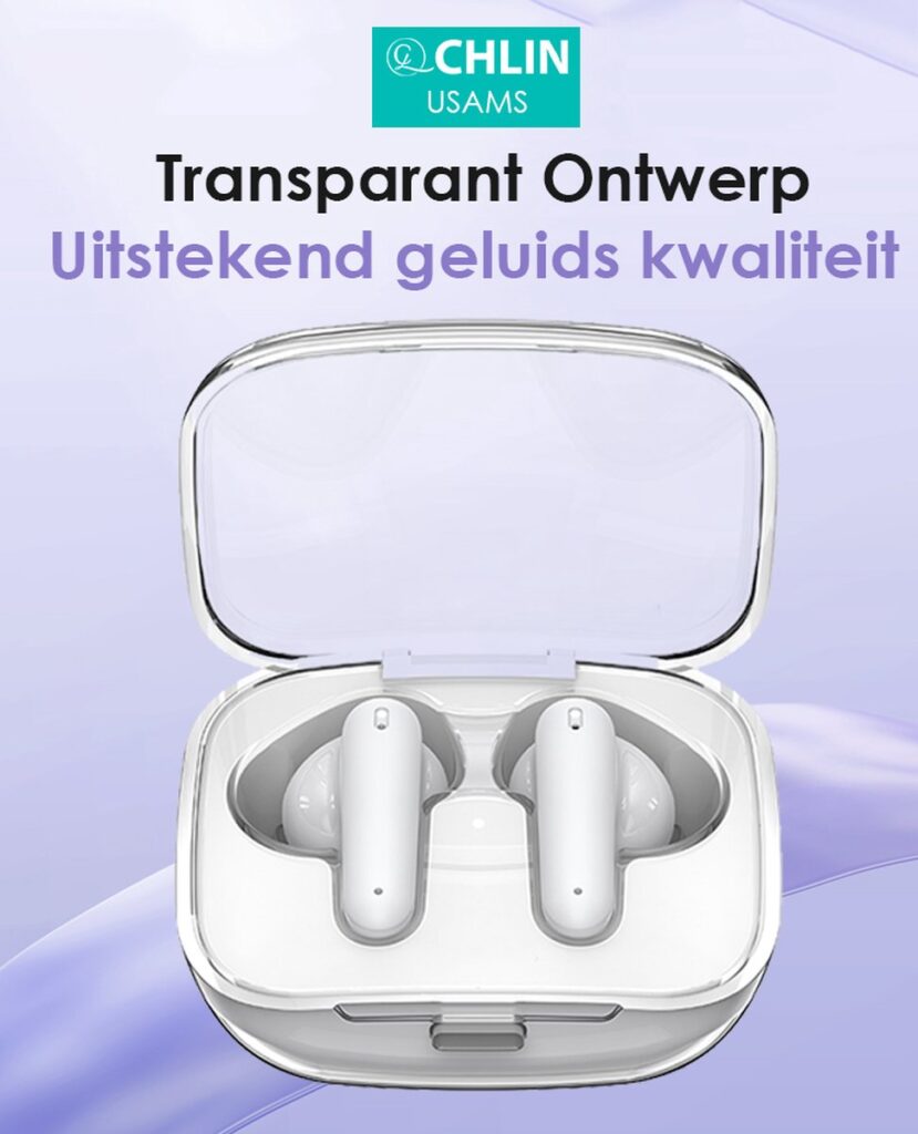 CL CHLIN® usam Transparanto: Draadloze In Ear Bluetooth oordopje met transparant case - Draadloze oortje Bluetooth - Sport oordopjes - bluetooth oordopjes - draadloze oordopjes - oortjes draadloos - draadloze oortjes bluetooth - earbuds