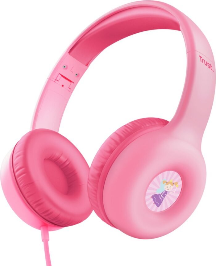 Trust Nouna - Koptelefoon voor kinderen - Bedraad - Incl. Stickers - Roze