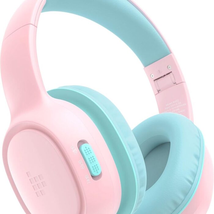 StayPowered Kinder Hoofdtelefoon - Bluetooth - Veilig Geluid en Comfort voor Kinderen - Volumebegrenzing 85/93 dB - Opvouwbaar en Verstelbaar - Compatibel met Tablets en Smartphones - Zacht Eiwitleer - Roze - Levering Sneller dan Aangegeven!