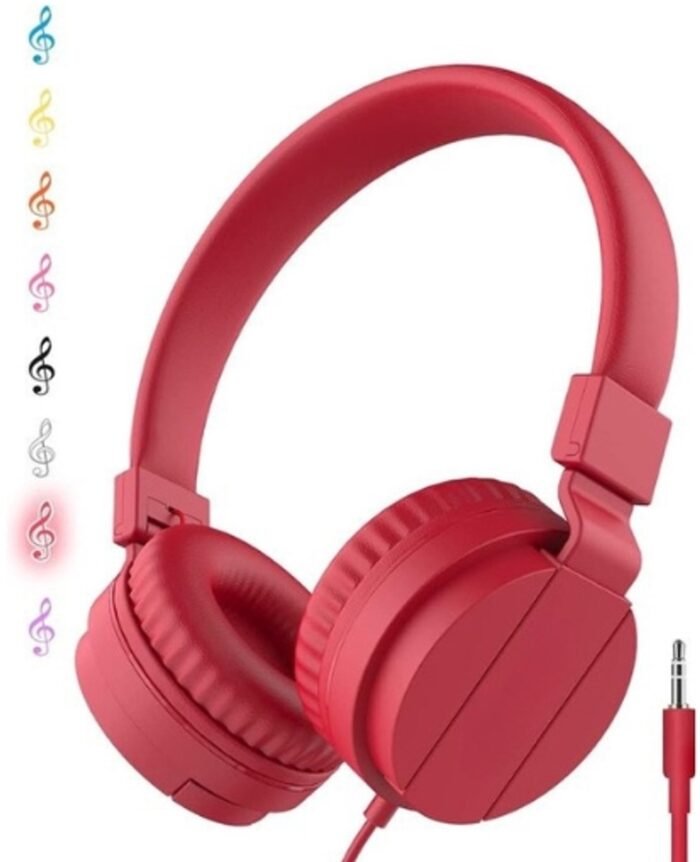 StayPowered Kinderhoofdtelefoon - Perfect Geluid en Comfort voor Jonge Luisteraars - Lichtgewicht - Opvouwbaar Design - Superzachte Oorkussens - Verstelbare Hoofdband - Krachtige 40 mm Drivers - Rood - Levering Sneller dan Aangegeven!