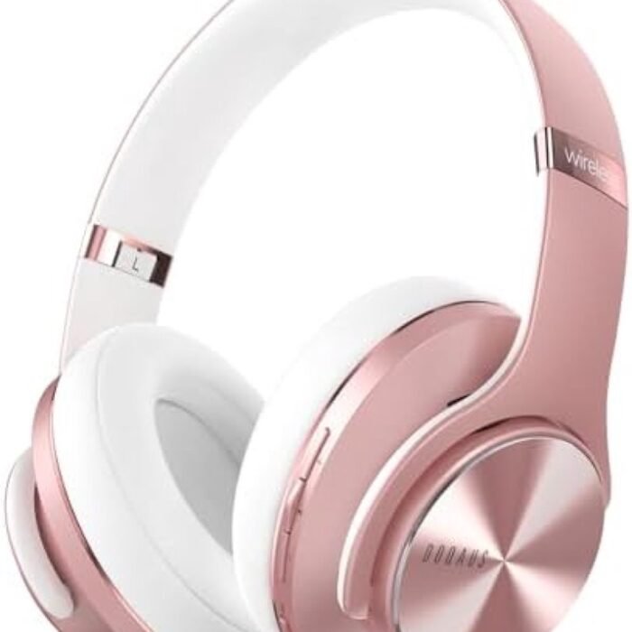 Draadloze Over-Ear Koptelefoon met Bluetooth 5.3, Tot 90 Uur Speeltijd, 3 EQ-modi, Ruisonderdrukking Microfoon en Geheugen-eiwit Oorkussens - Roségoud