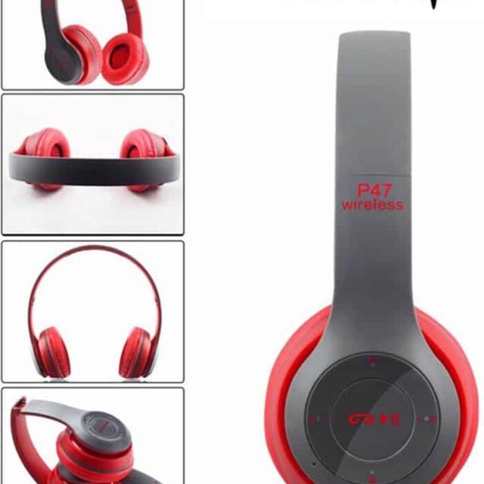 Lovnix P47 | Bluetooth koptelefoon | Draadloze headset | Wireless Headphones | Grijs/Rood