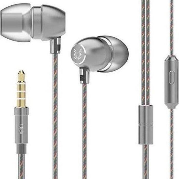 UiiSii HM7 - In Ear - Oortjes met draad en microfoon - 120cm- 3,5mm Audiokabel - Grijs