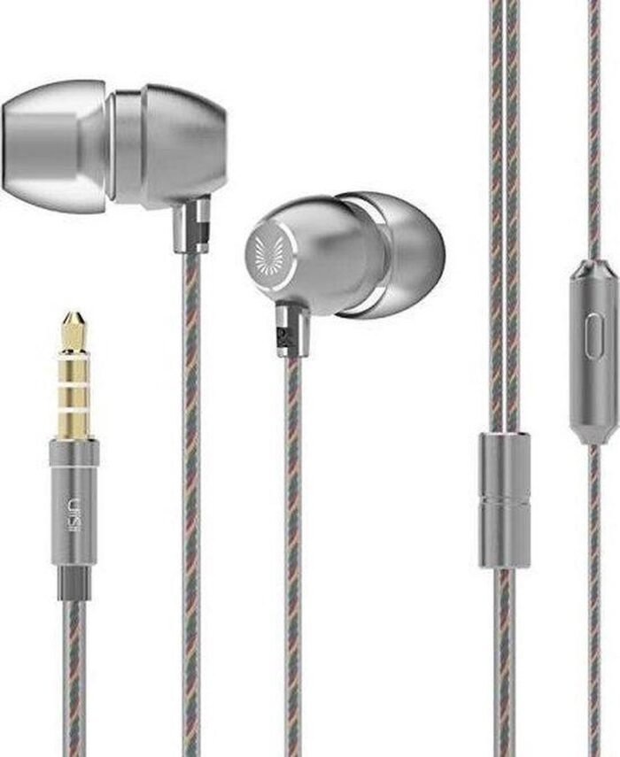 UiiSii HM7 - In Ear - Oortjes met draad en microfoon - 120cm- 3,5mm Audiokabel - Grijs