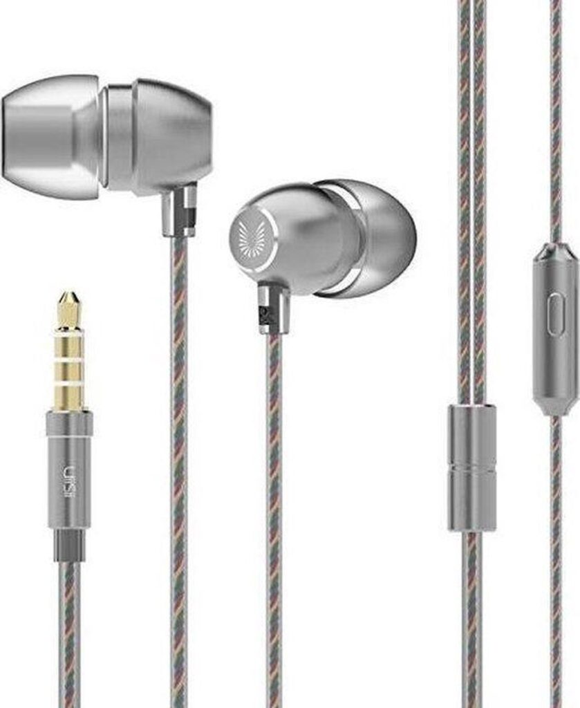 UiiSii HM7 - In Ear - Oortjes met draad en microfoon - 120cm- 3,5mm Audiokabel - Grijs