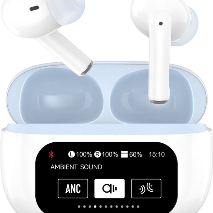 Draadloze Oordopjes Touchscreen Scherm Wit - In-Ear Oordopjes draadloos - Draadloze oortjes bluetooth - Noise cancelling ANC+ENC - Ntech