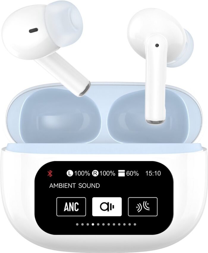Draadloze Oordopjes Touchscreen Scherm Wit - In-Ear Oordopjes draadloos - Draadloze oortjes bluetooth - Noise cancelling ANC+ENC - Ntech