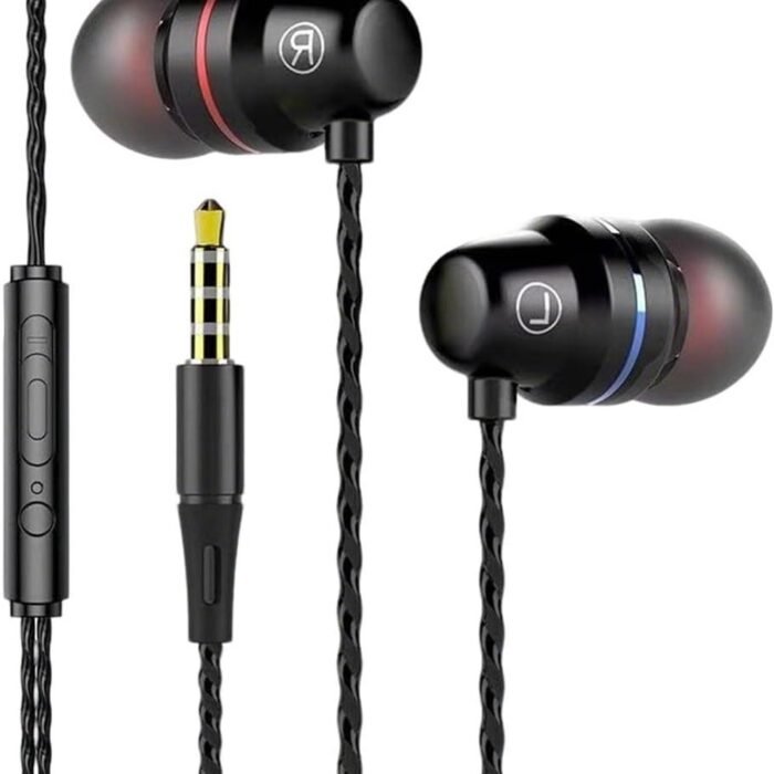 Universele in-ear hoofdtelefoon met afstandsbediening en microfoon zwart