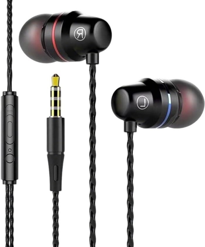 Universele in-ear hoofdtelefoon met afstandsbediening en microfoon zwart