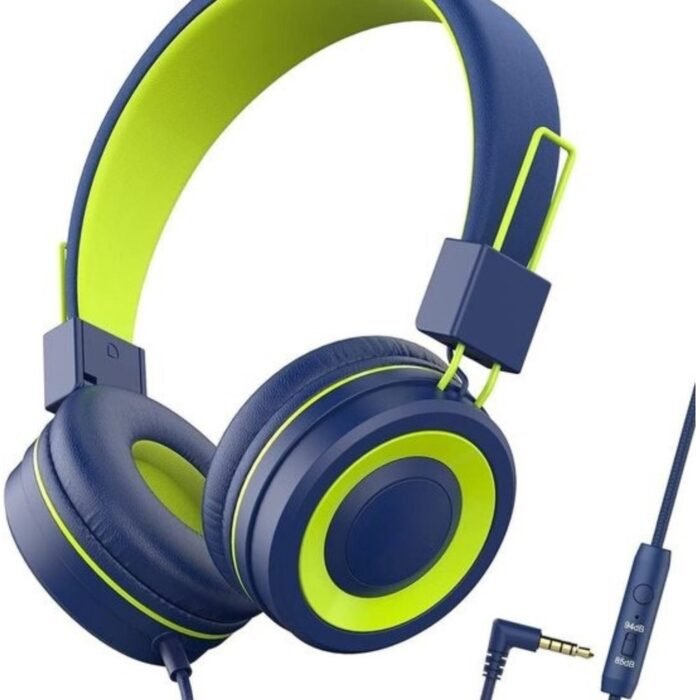 Intelectro Kinderheadset - Veilig, Verstelbaar en Verbluffend Geluid voor Jonge Kinderen - Geluid van Hoogwaardige Kwaliteit - Ingebouwde Gehoorbescherming - Opvouwbaar Ontwerp - Zachte Oorkussens - Blauw - Levering Sneller dan Aangegeven!