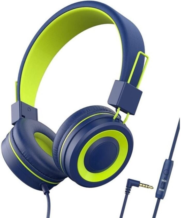 Intelectro Kinderheadset - Veilig, Verstelbaar en Verbluffend Geluid voor Jonge Kinderen - Geluid van Hoogwaardige Kwaliteit - Ingebouwde Gehoorbescherming - Opvouwbaar Ontwerp - Zachte Oorkussens - Blauw - Levering Sneller dan Aangegeven!