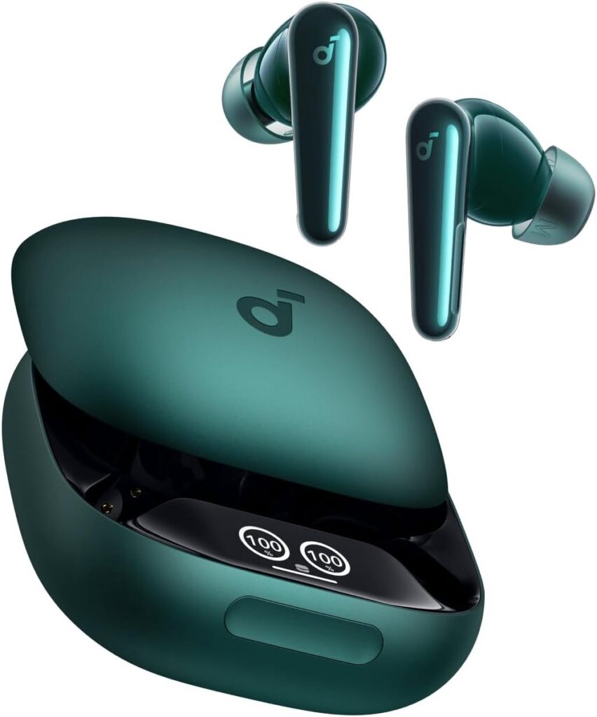 soundcore Liberty 4 Pro van Anker, draadloze oordopjes met iruisonderdrukking, 7 sensoren, realtime adaptieve ruisonderdrukking, 2x sneller opladen, hifi-muziek op studioniveau,6microfoons en Al - Groen