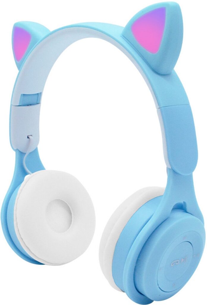 KINSI - LED Kattenoren Koptelefoon - Blauw