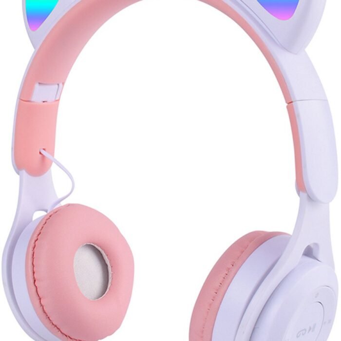 KINSI - LED Kattenoren Koptelefoon - Wit-roze