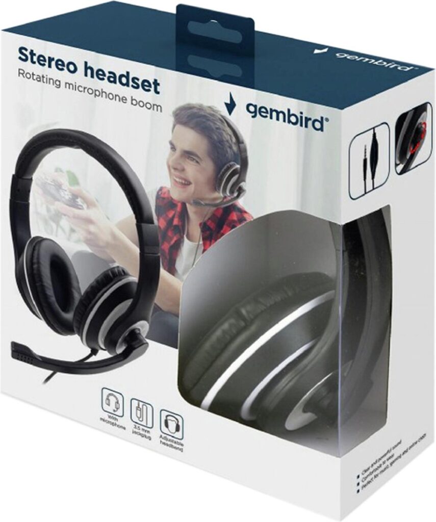 Gembird - MHS-03 Stereo Headphones - Zwart/Rood