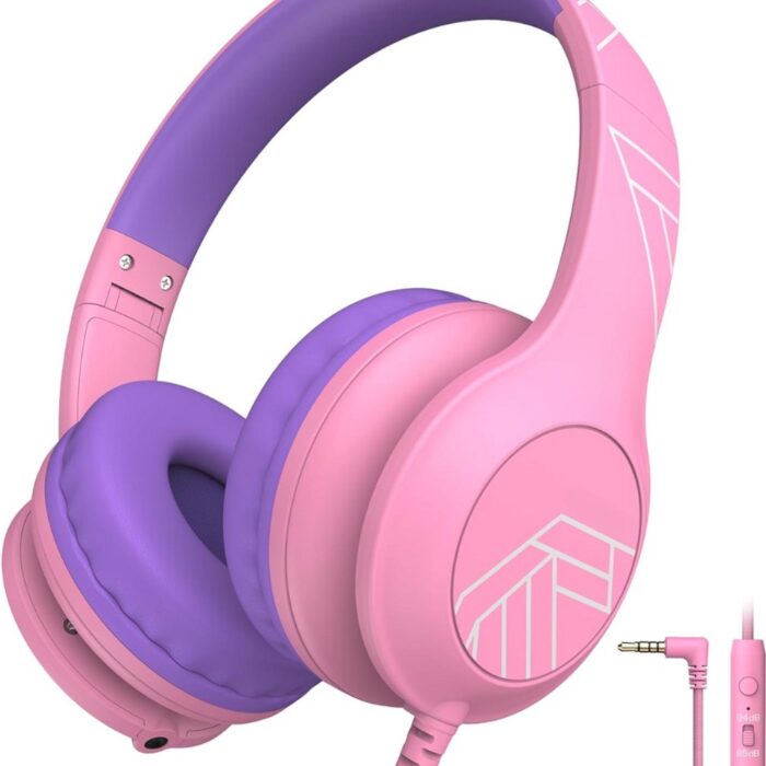 Merkloos - Kinderkoptelefoon met LED - Roze