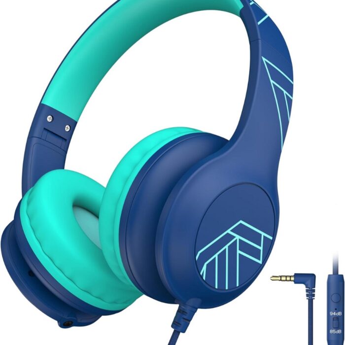 Merkloos - Kinderkoptelefoon met LED - Blauw