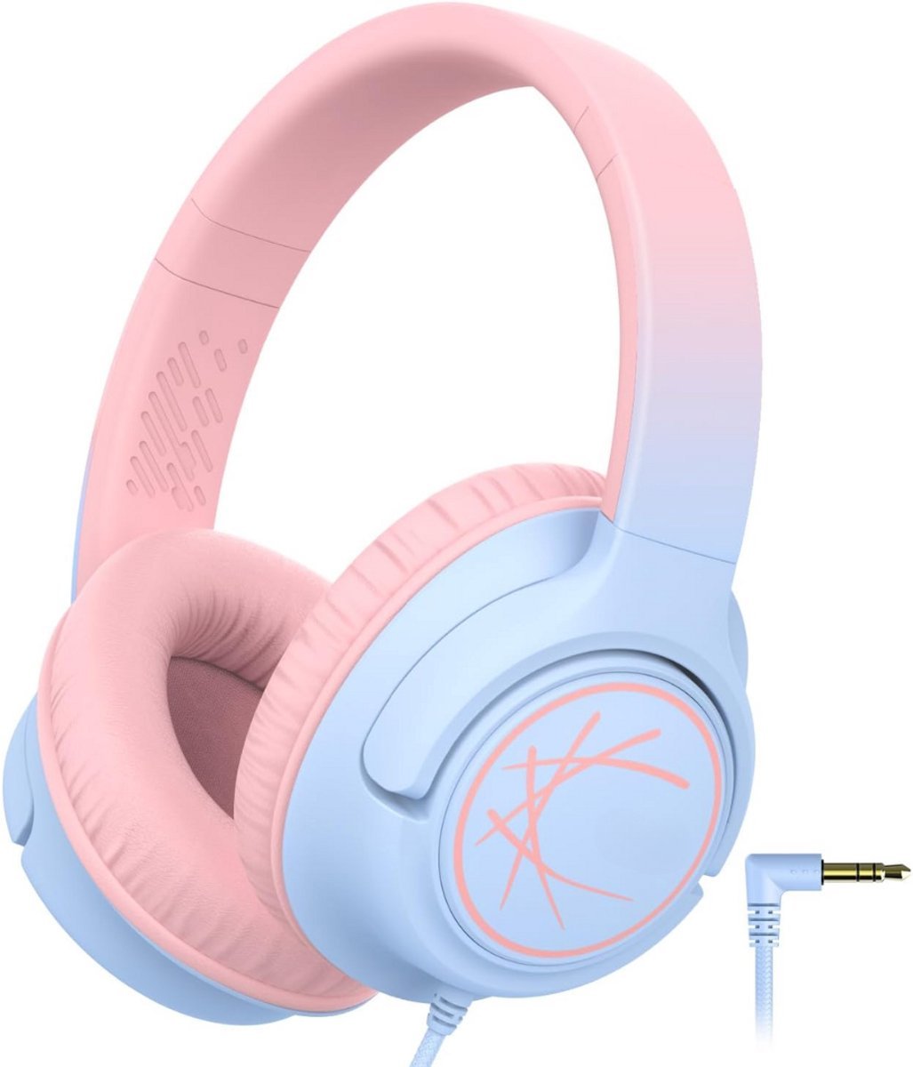 Merkloos - Kinderkoptelefoon - Blauw Roze