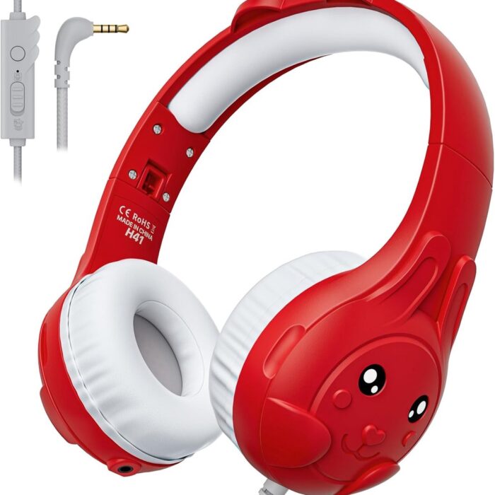 Merkloos - Kinderkoptelefoon met Draad - Rood