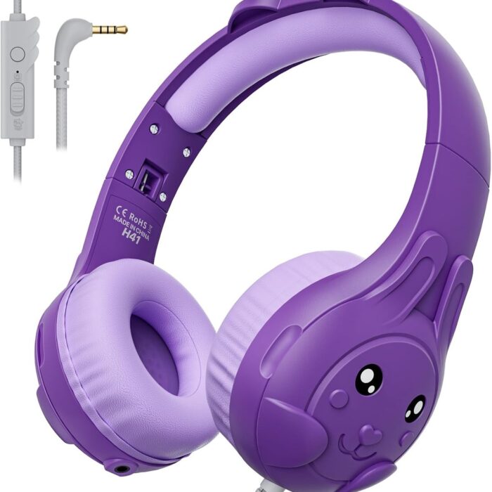Merkloos - Kinderkoptelefoon met Draad - Dieppaars