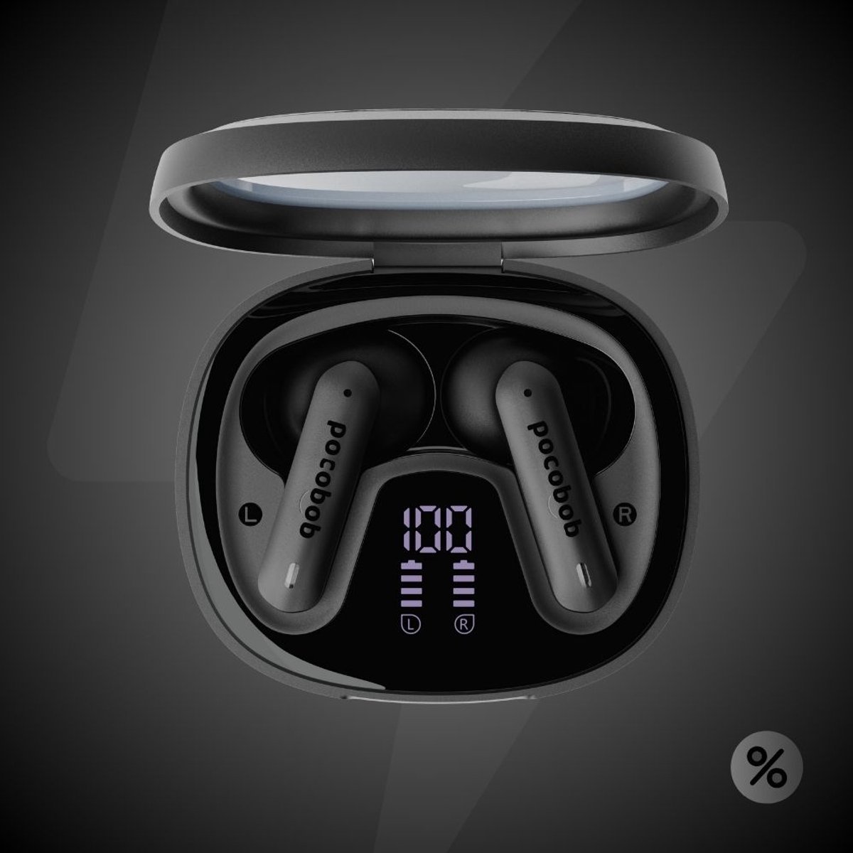 pocobob - 8 Draadloze In-ear Oordopjes - Zwart