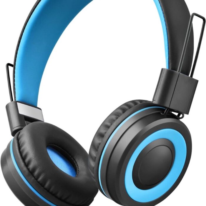 Merkloos - Kinderkoptelefoon met Draad - Zwart Blauw