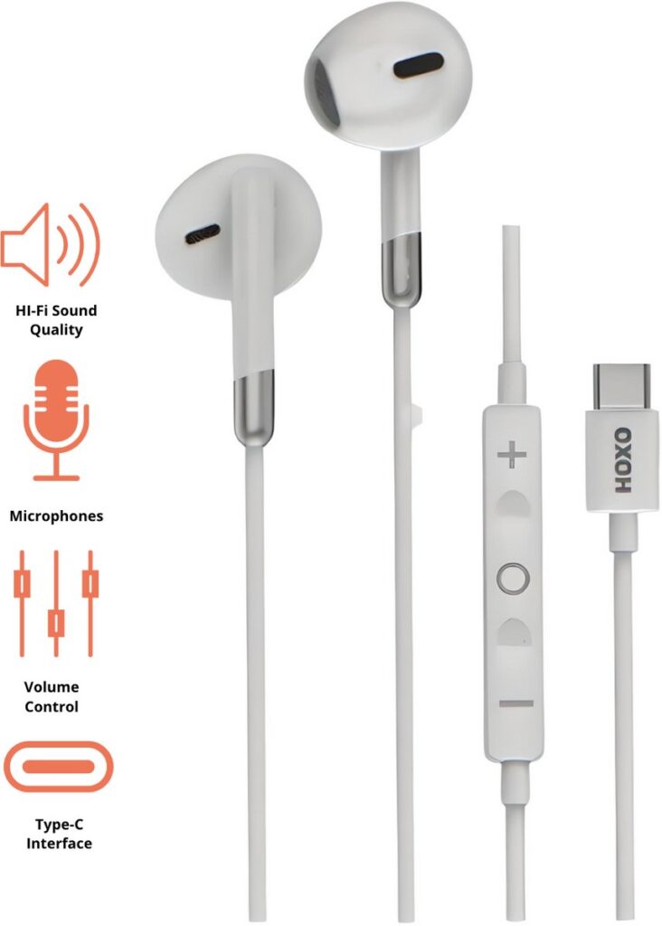 Hoxo - Bedrade Oordopjes met USB-C - Wit
