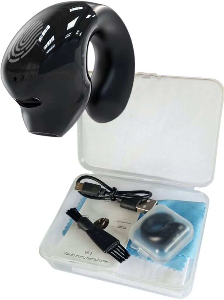 Merkloos - Clip-on Oordopje TWS Bluetooth 5.3 - Zwart