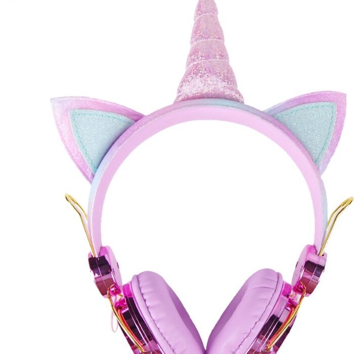 Merkloos - Unicorn Hoofdtelefoon - Roze-paars-glitter...