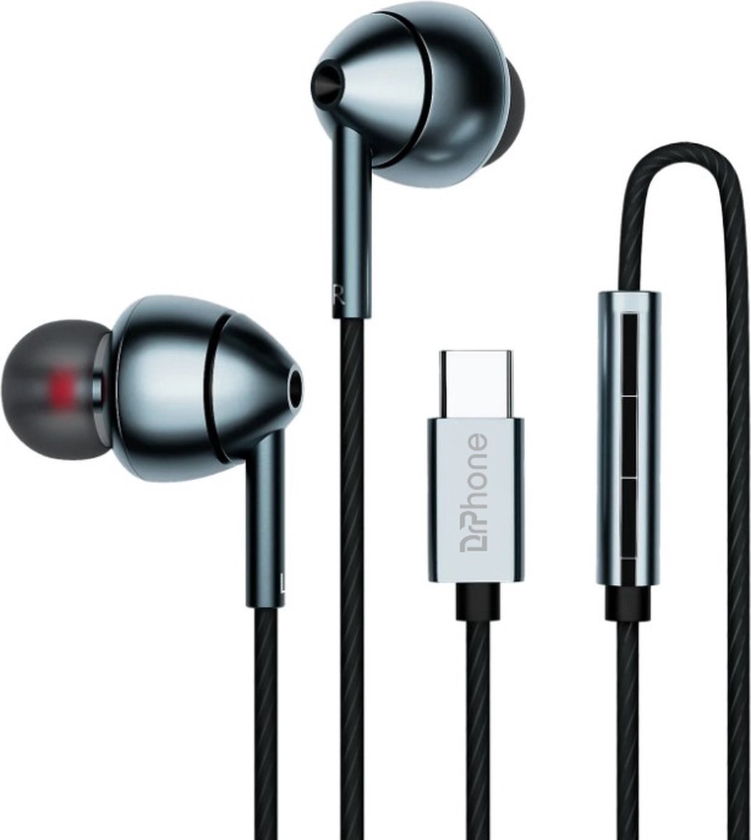 DrPhone - Hi-ProSound USB-C Hoofdtelefoon - Grijs