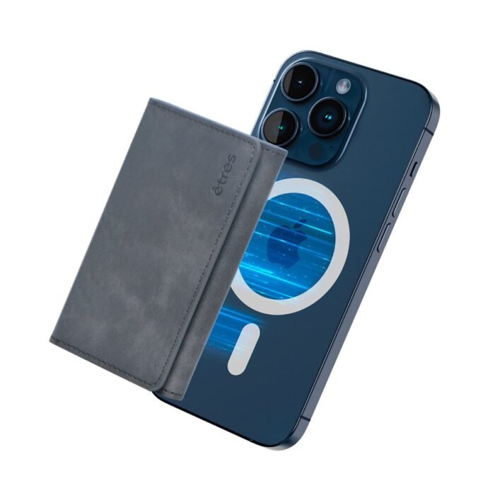 Techmade - ETRES Magnetische Leren Portemonnee - Zilver