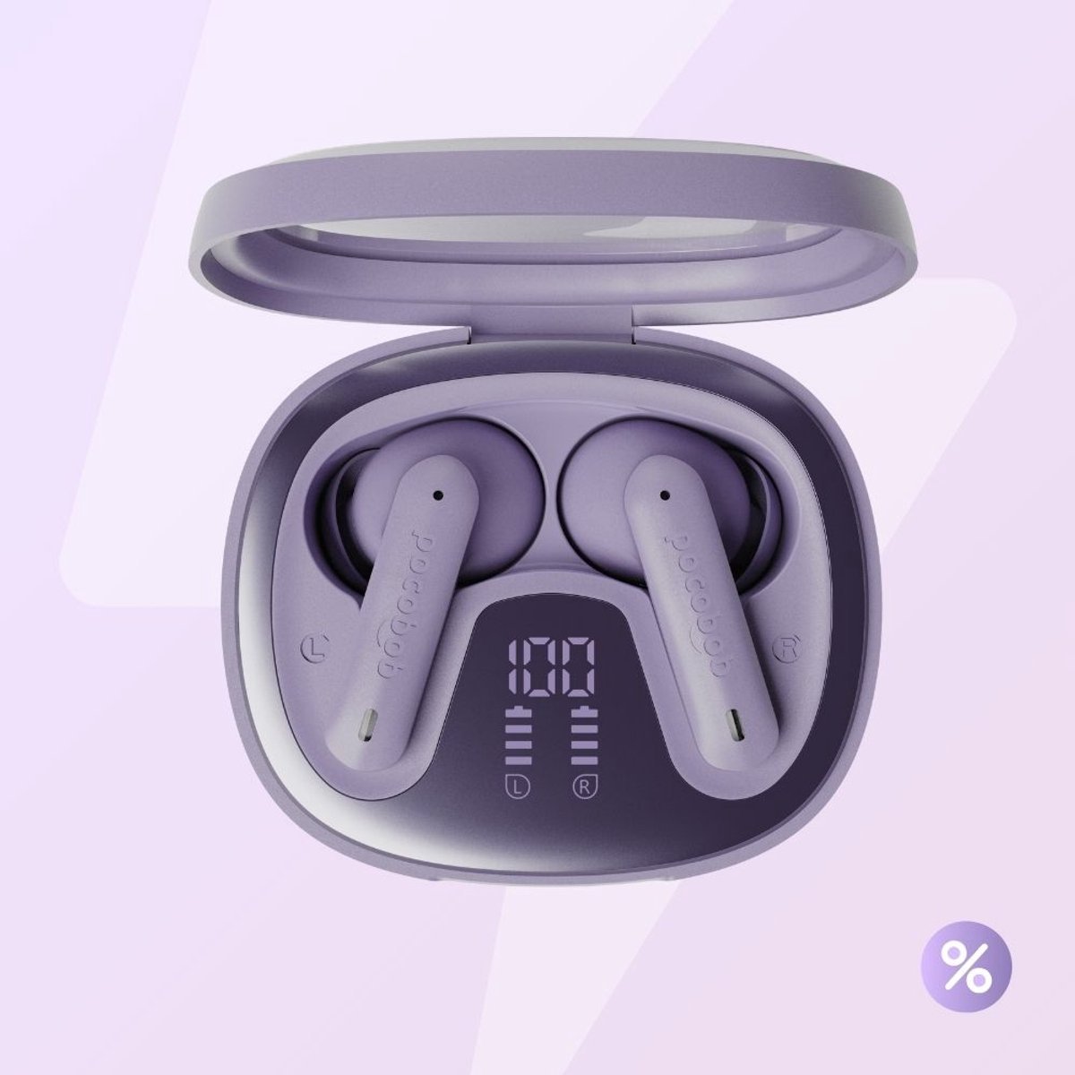 pocobob - 8 Draadloze oordopjes - Lichtpaars