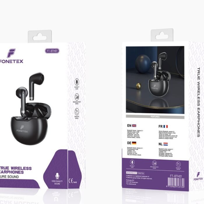 FoneTex - FT-BTH01 Draadloze Oordopjes - Zwart